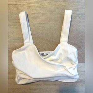 Zara White Wrap Tank Top XS
